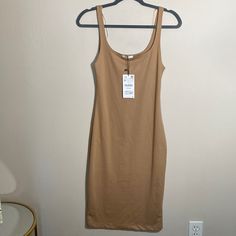 Nwt Zara Trafaluc Autumn/Winter 17-18 Tan Bodycon Midi Tank Dress M Spring Bodycon Longline Dress, Spring Longline Bodycon Dresses, Spring Longline Bodycon Midi Dress, Cotton Midi-length Bodycon Dress, Cotton Midi Length Bodycon Dress, Spring Cotton Midi Bodycon Dress, Casual Beige Bodycon Dress, Spring Cotton Midi Length Bodycon Dress, Casual Longline Bodycon Midi Dress