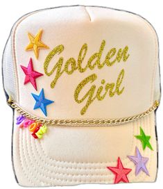 Gold Adjustable Trucker Hat For Summer, Adjustable Gold Trucker Hat For Summer, Trendy Birthday Trucker Hat, Trendy Trucker Hat For Birthday, Trendy Multicolor Trucker Hat For Festival, Multicolor Trucker Hat As A Gift, Multicolor Trucker Hat As Gift, Multicolor Snapback Trucker Hat As Gift, Multicolor One Size Trucker Hat As Gift