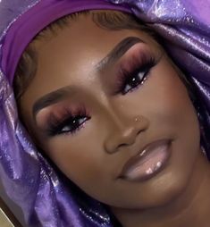 Purple Soft Glam Makeup Black Women, Prom Makeup With Diamonds, Purple Silver Makeup, Lavender Makeup Looks Prom, Purple And White Makeup, Dark Purple Makeup Looks, Prom 2k24, Purple Makeup Looks, Flawless Face Makeup