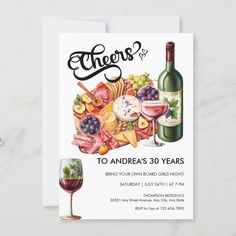 a wine themed birthday party card