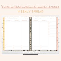 the boho rainbow landscape teacher planner weekly spread