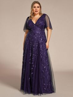 This plus size shimmery maxi long evening gown for weddings features a double deep V neckline and ruffles sleeves. The shimmery leave design gives a romantic vibe. No matter what occasion,?this long formal evening dress with sleeves will make you look gorgeous and elegant. Suitable for evening party, cocktail, weddings, prom, homecoming and graduation!Prices will vary as certain colors of this style is on sale. Sleeveless Fishtail Version: Evening Maxi Dress Short-Sleeve Fishtail Version: Prom Dress Round Neck Chiffon Version: Bridesmaid Dress V Neck Chiffon Version: Party Dress Fit: Please refer to size chart. Closure: It is concealed a zipper up the back. Undergarments: It is not padded, with lining. Fabric: Shell:100%Polyester,Lining:100%Polyester. Stretch: Fabric is no stretch. Evening Dress With Sleeves, Black Wedding Guest Dresses, Blue Wedding Guest Dresses, Leave Design, Summer Evening Dress, Dark Green Bridesmaid Dress, Burgundy Evening Dress, Summer Bridesmaid Dresses, Evening Gowns With Sleeves