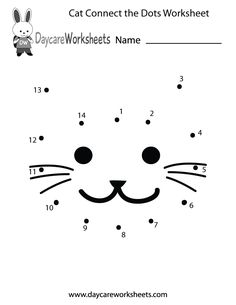 a cat connect the dots worksheet for children to learn how to draw and color