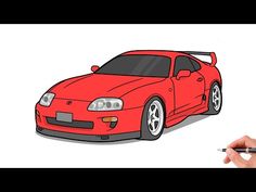 a drawing of a red sports car