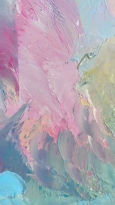 an abstract painting with pink and blue colors