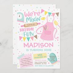 Cooking Birthday Party Invitations, Baking Birthday Party Invitations, Baking Birthday Party Ideas, Baking Themed Birthday Party, Cooking Birthday Party, Baking Birthday Party, Pink Gold Cake