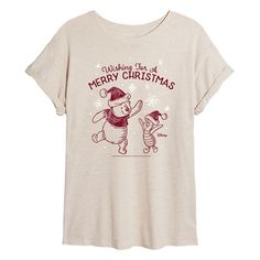 a women's t - shirt with an image of a teddy bear wearing a santa hat