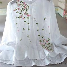 Lasaky - Stylish Eyelet Floral Blouse: Sophisticated Button Front Attire for the Seasons of Spring & Summer, Exclusively for Womens Fashion Comfy Blouse, Blouse Elegant, Eyelet Blouse, Off Shoulder Fashion, Vintage Blouse, Embroidered Blouse, Floral Blouse, Styl Vintage, Vintage Chic