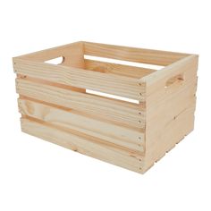 a wooden crate is shown on a white background