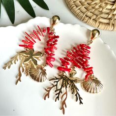 Coral Red Stone Starfish Shell Gold Earrings Beachy Ocean Dangle Jewelry New Brand New See Pictures For Measurements! Zinc Alloy Material Even Prettier In Person, Perfect For Casual Or Special / Formal Occasions I Love To Bundle! Contact Me For Bundle Pricing Before Purchase! Inventory Bin 8 Rhinestone Bling Boho Cute Nature Stud Small Dainty Formal Wedding Birthday Party Gift Festival Spring Summer 2022 2023 Trends Trendy Casual Cute Statement Earrings Fashion Accessories New Fashion Cocktail J Cute Nature, Boho Fashion Bohemian, 2023 Trends, Spring Summer 2022, Coral Red, Christmas Stocking Stuffers, Birthday Party Gift, Red Stone, Rustic Chic