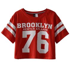 brooklyn 76 printed crop top shirt Red Cotton Crop Top With Graphic Print, Red Cropped T-shirt With Letter Print And Crew Neck, Red Cropped Cotton T-shirt With Letter Print, Cheap Red Cropped T-shirt With Short Sleeves, Red Cotton Cropped T-shirt With Graphic Print, Printed Crop Top, Crop Top Shirt, Tees Pattern, Red S