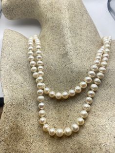 Vintage Hand Knotted cream Pearl 16-18 in Necklace  Freshwater Pearl necklace All jewelry is shipped in a nice gift box.   Check out our over a THOUSAND great reviews Classic Cream Pearl Necklace, Classic Beige Jewelry For Formal Occasions, Classic Cream Necklaces With Round Beads, Classic Cream Round Bead Jewelry, Classic Cream Round Beads Jewelry, Classic Cream Necklace For Anniversary, Cream Pearl Necklace For Anniversary, Classic Cream Jewelry As A Gift, Elegant Beige Necklace For Formal Occasions