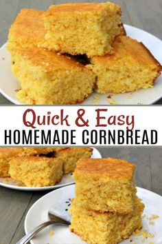 quick and easy homemade cornbread on a white plate