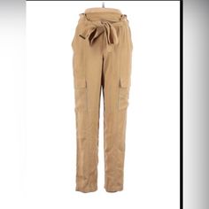 Michael Kors Womens Paper Bag Pull-On Belted Cargo Beige Pants Size S Red Plaid Pants, Silk Joggers, White Chinos, Womens Black Pants, Yellow Pants, Tan Pants, Chinos Style, Beige Pants, Ponte Pants