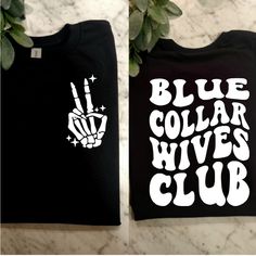 Cute Design ! Custom Made And Will Ship Within A Few Days! On Gildan Unisex Short Sleeve Check Out My Page For More Designs Blue Collar Wife, Retro Blue, Cute Design, Unisex Shorts, Cute Designs, Custom Made, Tops & Tees, Womens Tops, Collar