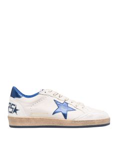 56% Goat leather, 34% Cow leather, 8% Poliester, 2% Nylon Leather Low-top Sneakers With Star Patch, Leather Sneakers With Star Logo For Streetwear, Casual Leather Sneakers With Star Patch, Blue Golden Goose, Investment Bags, Goose Sneakers, Shoes Stand, Golden Goose Sneakers, Louis Vuitton Designer