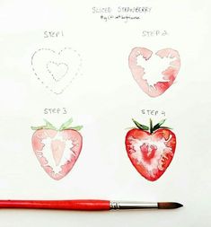 a drawing of strawberries and strawberrys with the words step by step written on them