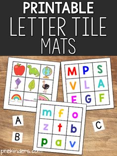 printable letter tile mats with the words abc and m