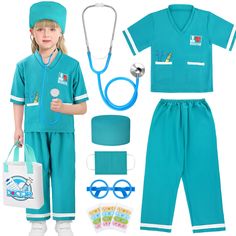 PRICES MAY VARY. Awesome Doctors Kit For Little Doctors & Nurses- GIFTINBOX Doctor Costume is an awesome toddler halloween costumes. Pretend & Dress as a doctor or nurse will be adored by other kids on Halloween. Full doctor kit for kids includes a kids Surgical gown, Play Mask, Play Real Stethoscope, Play Otoscope, Play Reflex Hammer, Play Scalpels, Play Thermometer, Eyeglass frame, Play Doctor Hat, Play Doctor Scissors, Play Syringe, Doctor Stick*3, and a Carry Bag. Kids scrubs set - Our docto Toddler Doctor Costume, Halloween Doctor, Kids Doctor Kit, Doctor Play Set, Surgical Gown, Play Doctor, Kids Scrubs, Doctor Coat, Pretend Play Costumes