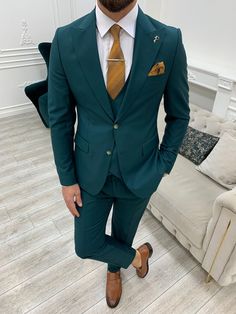 Peak Lapel Suit, Vest And Pants, Formal Men Outfit, Plaid Suit, Slim Fit Suits