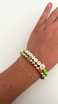 This is a super cute bestie bracelet stack!! This set includes 2 bracelets. These bracelets are super strong and have been double wrapped and glued to ensure they won't break. These work perfectly for gifts and for all occasions! Disclaimer: the dainty gold chain is not included Trendy Stackable Bracelets For Birthday, Trendy Customizable Friendship Charm Bracelet, Trendy Custom Name Beaded Bracelets For Mother's Day, Trendy Birthday Charm Bracelet, Trendy Custom Name Jewelry For Friendship, Trendy Mother's Day Beaded Bracelets With Custom Name, Trendy Customizable Jewelry For Friendship, Trendy Bracelets For Best Friend Gift On Mother's Day, Trendy Stackable Charm Bracelet Gift