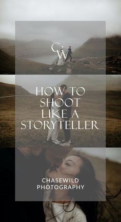 three different images with the words how to shoot like a storyteller in black and white