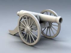 an old cannon is shown on a gray background