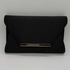 Nwot Black Evening Shoulder/Clutch Bag (Small Scratch At The Back) Formal Envelope Bag With Gold-tone Hardware, Formal Envelope Bags With Gold-tone Hardware, Evening Envelope Bag With Gold-tone Hardware, Evening Bag With Magnetic Closure In Envelope Shape, Wristlets, Small Bags, Clutches, The Back, Clutch Bag