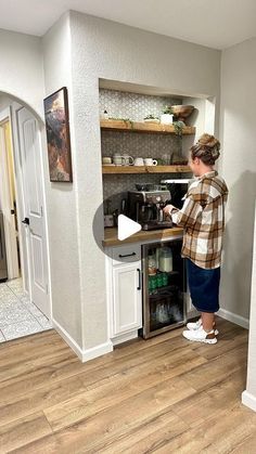 [Ad] Hannah's Happy Home On Instagram: 'Closet -To- Coffee Bar! WeVe Been Working At Turning This Closet In Our Kitchen Into A Coffee Bar / Beverage Area! We Love How This Project Turned Out, If You Want To See All The Details Then DonT Miss My Latest Youtube Video! . . . #Coffeebar #Kitchenmakeover #Houseproject #Coffeebardecor #Athomecoffee #Homerenovation #Homereno #Homerenovations #Kitchendesign #Kitchendecor @Gevi_Household @Newairusa #smallhomebarareaideas Closet Turned Beverage Bar, In Pantry Coffee Bar, Dry Bar And Coffee Bar, Coffee Counter In Kitchen, Bedroom Coffee Bar With Fridge, Closet To Coffee Station, Closet Beverage Station, Wet Bar Turned Coffee Bar, Bar In Entryway