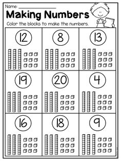 the worksheet for making numbers is shown in black and white, with an image of