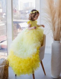 Yellow Dress, Birthday Girl Dress, Flower Girl Dress, Dress With Train, Sweep Train, Puffy Toddler Dress, Prom Ball Gown, Ombre Dress, Pageant Girl Dress, Tutu Dress, Special Occasion, First Birthday Dress, Princess Dress Luxury baby girl dress with long sweep train have very original fashionable design will be perfect for any celebration....birthday, wedding, parties, Christmas, photography, Valentine's Day, dance, evening, flower girl  dress, ball gown, festivals wear, dance, dress-up, fairy & Baby Yellow Dress, Fairy Princess Costume, Baby Birthday Dress, Pageant Girls, Yellow Birthday, First Birthday Dresses, Dress Tutu, Dress Luxury