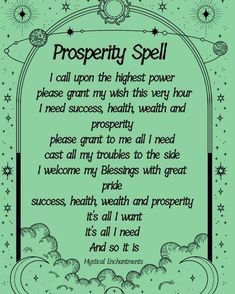 Prosperity Spell Chant, Abundance Chant, Witchcraft Incantation, Prosperity Chant, Spell Incantations, Money Spells Magic, Third Eye Awakening, Spells That Actually Work