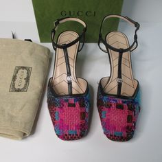 Gucci Petite Marmont Womens Slingback Shoes Leather Soles And Inside Multicolor Tweed With Black Leather Trim Heels 2+" Made In Italy New In Original Box Size 36 Black Leather Gucci Slingback Pumps, Gucci Slingback Party Sandals, Gucci Slingback Sandals For Party, Gucci Black Slingback Pumps With Branded Heel, Gucci Black Slingback Pumps With Heel Strap, Gucci Black Slingback Pumps, Black Gucci Slingback Pumps With Heel Strap, Gucci Black Slingback Pumps For Party, Black Gucci Slingback Pumps For Party