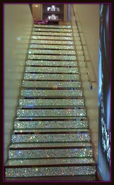 the stairs are covered with holographics and sparkle