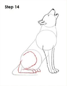 a drawing of a dog sitting down and looking up