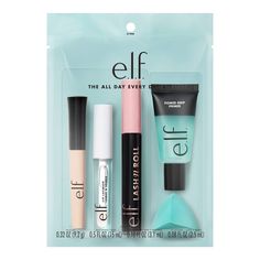 Take your makeup routine to the next level with e.l.f. Cosmetics’ best-selling makeup kit: The All Day, Every Day Holiday Kit for just $20! This must-have, five-product lineup for your eyes, lips, and face contains all your daily essentials (in full sizes!) for creating an easy, long-lasting makeup look. Prime your skin and eyelids with the makeup sponge, swipe on a mascara for lifted lashes, apply a clear gloss to your lips—and done! Why you’ll love it: • An essential makeup kit featuring five Basic Makeup Kit, Cosmetic Gift Set, Makeup Starter Kit, Wedding Makeup Tutorial, Elf Cosmetics, Basic Makeup, Lip Lacquer, Lip Glosses, School Looks