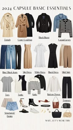 Minimalist Wardrobe Capsule, Capsule Wardrobe Casual, Basic Essentials, Classic Capsule Wardrobe, Capsule Wardrobe Ideas, Capsule Wardrobe Essentials, Fashion Capsule Wardrobe, Spring Capsule Wardrobe