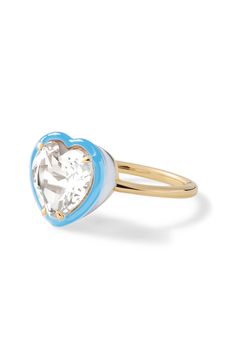 Make a statement day or night. This ring adds the perfect amount of sparkle to any occasion. Customize with your choice of heart-shaped lab-created white topaz with two-tone colored enamel. Heart Cocktail, Neon Blue, Neon Orange, Neon Yellow, White Ring, White Topaz, Neon Green, Cocktail Ring, Cocktail Rings