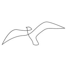 a single line drawing of a bird flying in the sky with its wings spread out