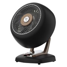 a black fan sitting on top of a metal stand