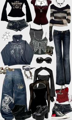 #y2k #grunge #aesthetic #outfits #clothes Outfit Inspo Casual, 2000s Fashion Outfits, Cute Everyday Outfits, Edgy Outfits, Clothes And Accessories