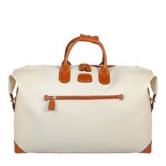 The perfect carry-on size, this signature duffel from Bric's features chic leather trim and a durable coated cotton finish for all your travel needs. Hard Sided Luggage, Small Duffle Bag, Luxury Luggage, Leather Duffel Bag, Carry On Size, Leather Duffel, Chic Leather, Leather Zipper, Branded Bags