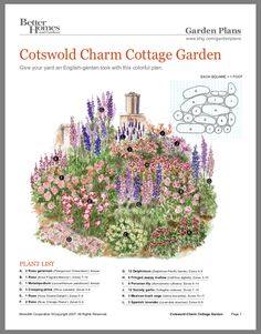 the garden plan for cotswold cham cottage garden is shown in this image