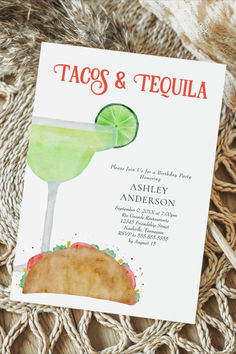 a taco and tequila birthday party is on the table