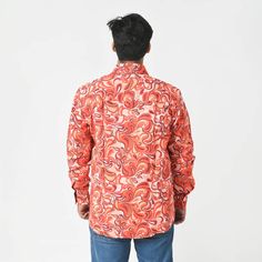 Buy Tamsy by Hunter Orange Swirl Men's Button-up Long Sleeve Shirt - S at ShopLC. Orange Cotton Shirt With Print, Long Sleeve Cotton Shirt With Paisley Print, Collared Cotton Shirt With Paisley Print, Patterned Retro Print Cotton Shirt, Red Paisley Print Cotton Top, Cotton Shirt With Retro Print In Relaxed Fit, Orange Cotton Floral Print Shirt, Orange Floral Print Cotton Shirt, Contemporary Elements