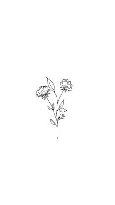 a black and white drawing of some flowers