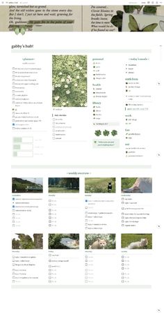 an image of a website page with many different things on it, including plants and animals