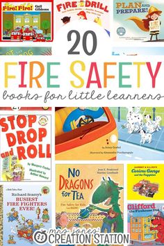 children's books about fire safety with the title overlay that reads 20 free safety books for little learning