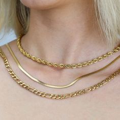 "18K Gold FILLED Herringbone Necklace ,Waterproof Chain, Gift for her&him ,Layering Necklace, Layered Snake Chain, Gift For MOM, Valentine's Day This chain is hand made and made from recycled stainless steel (surgical Grade 316L) -This Chain... -Not Tarnish -Hypoallergenic -Rust or turn your skin green -Safe to wear in water -this chain &is more durable than other materials commonly used such as silver and gold -------------If you would like to add a personalized birthstone or personalized initi Figaro Chain Link Necklace Gift, Gift Rope Chain Necklace With Figaro Link, Gold Plated Rope Chain Necklace For Gifts, Rope Chain Necklace With Curb Chain For Gift, Rope Chain Link Necklace As Gift, Rope Chain Necklace Gift, Gift Rope Chain Necklace With Curb Link, Dainty Adjustable Rope Chain Necklace Gift, Dainty Rope Chain Necklace With Adjustable Chain