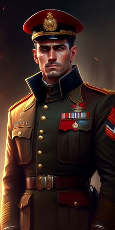 Military General Character Design, Military Drawings, Men's Uniforms, Military Officer, Military Soldiers, Royal Outfits, Army Uniform, Modern Fantasy, Men In Uniform